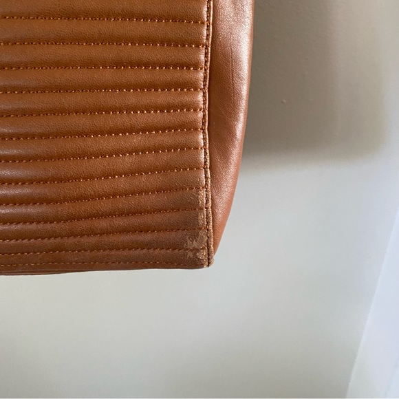 {Badgley Mischka} Nora Quilted Leather Satchel in Cognac - Picture 6 of 11